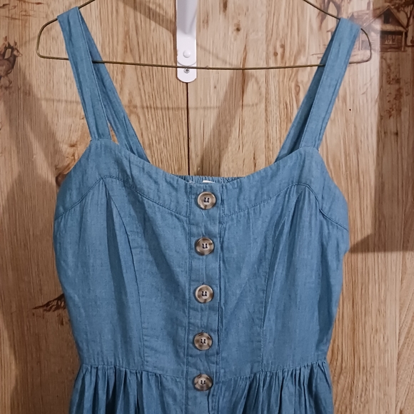 Rebellion Denim Jumper Pinafore Apron Midi Summer Dress - Picture 2 of 13